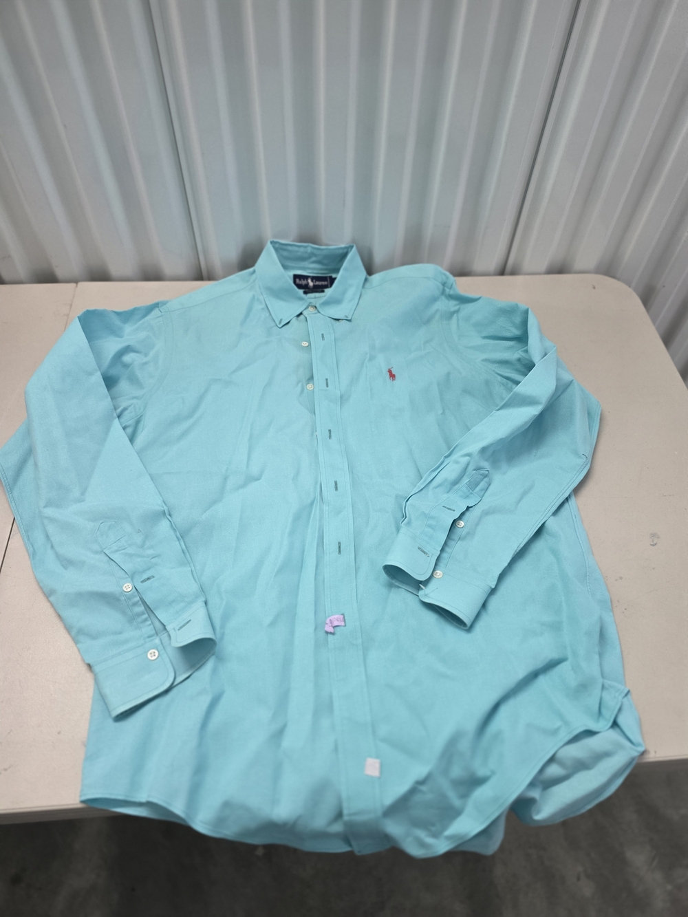 Ralph Lauren Cotton Button Down Turquoise Shirt Men's Size Large